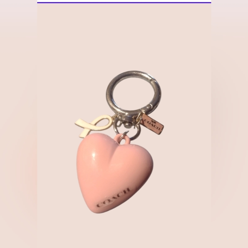 Coach Blush Pink Heart Keychain